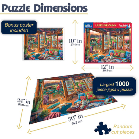 White Mountain Puzzles - Lakeside Cabin - 1000 Piece Jigsaw Puzzle - image 3