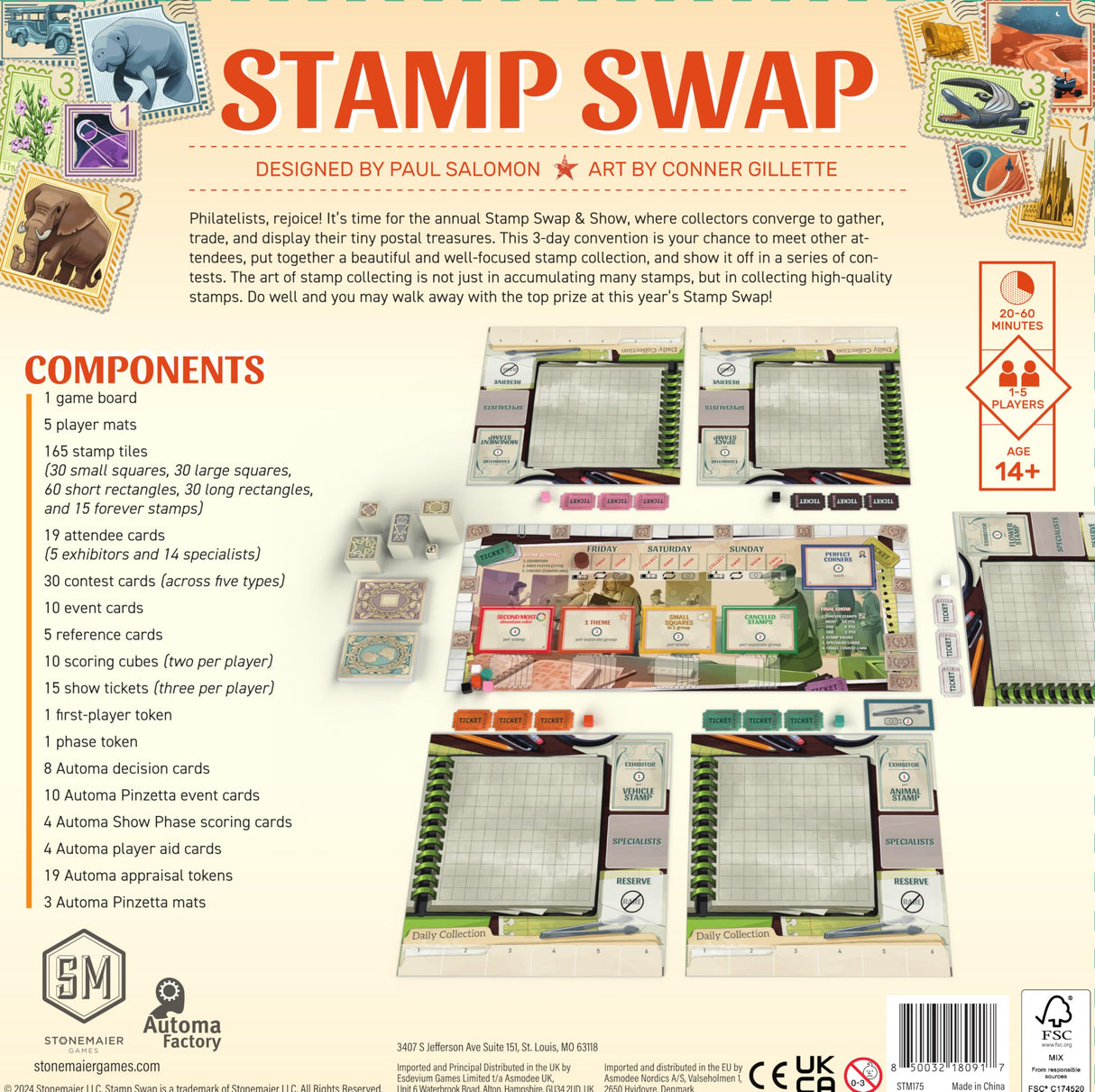 Stonemaier Games: Stamp Swap | A Competitive Stamp Collecting Strategy Board Game for Adults and Family | Curate The Most Beautiful and Well-Focused Stamp Collection | 1-5 Players, 60 Mins, Ages 14+