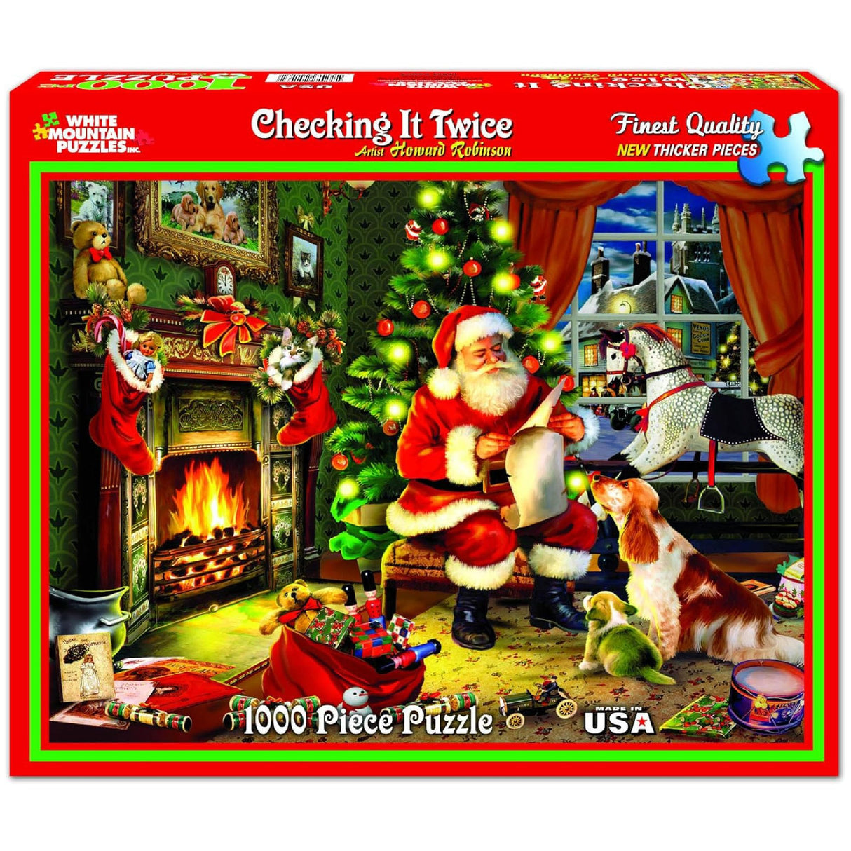 White Mountain Checking It Twice Christmas Puzzles 1000 Pieces Jigsaw Puzzle for Winter