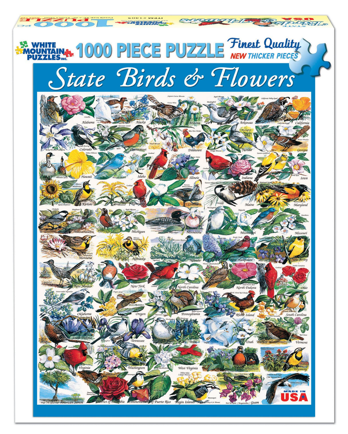 White Mountain Puzzles State Birds and Flowers - 1000 Piece Jigsaw Puzzle