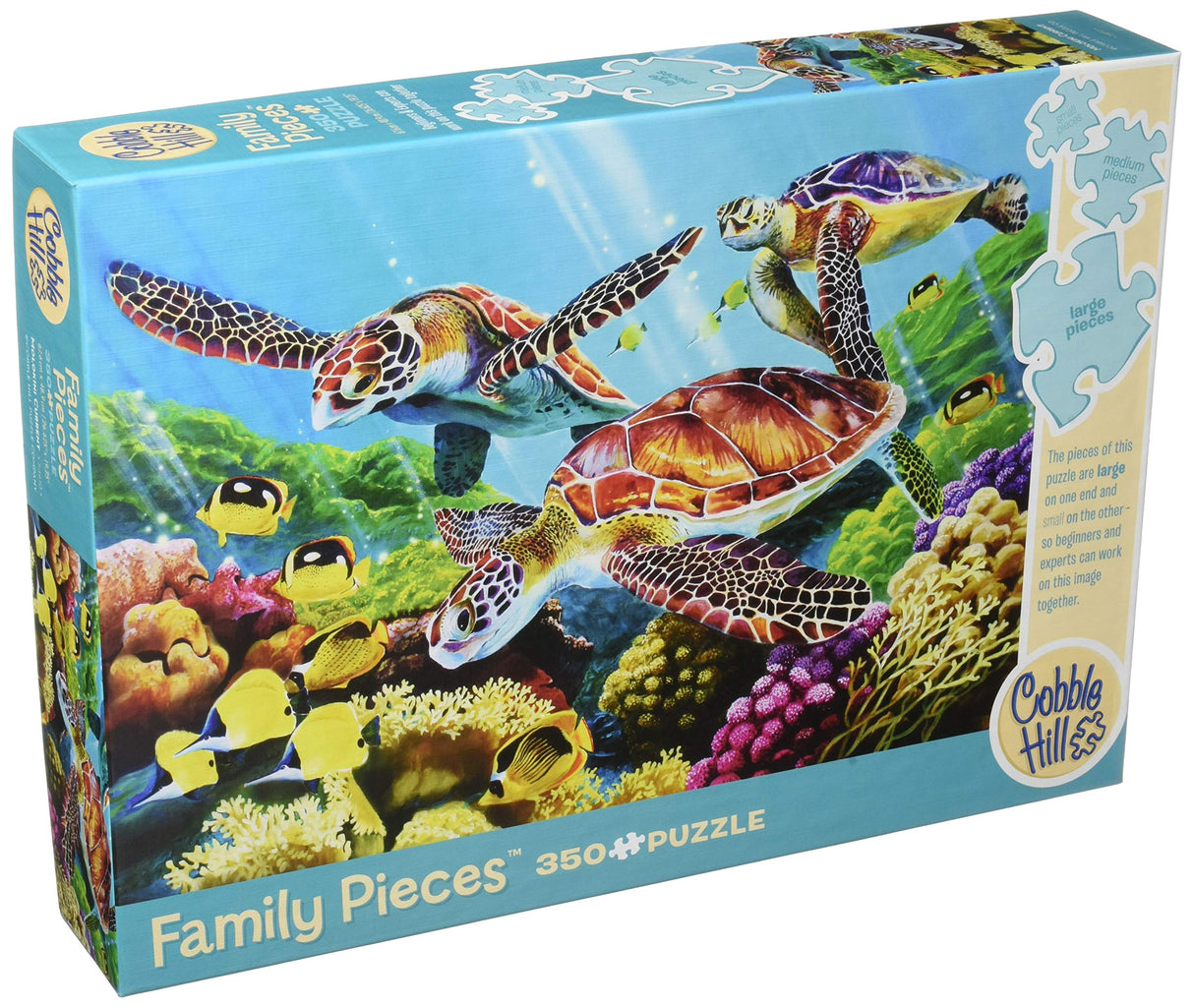 Cobble Hill Family Piece's 350 Puzzle - Molokini Current Sea Turtles (Family) - Sample Poster Included