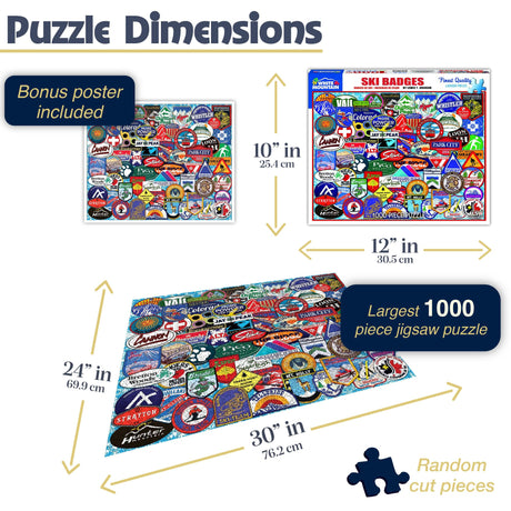 White Mountain Puzzles - Ski Badges - 1000 Piece Jigsaw Puzzle - image 3