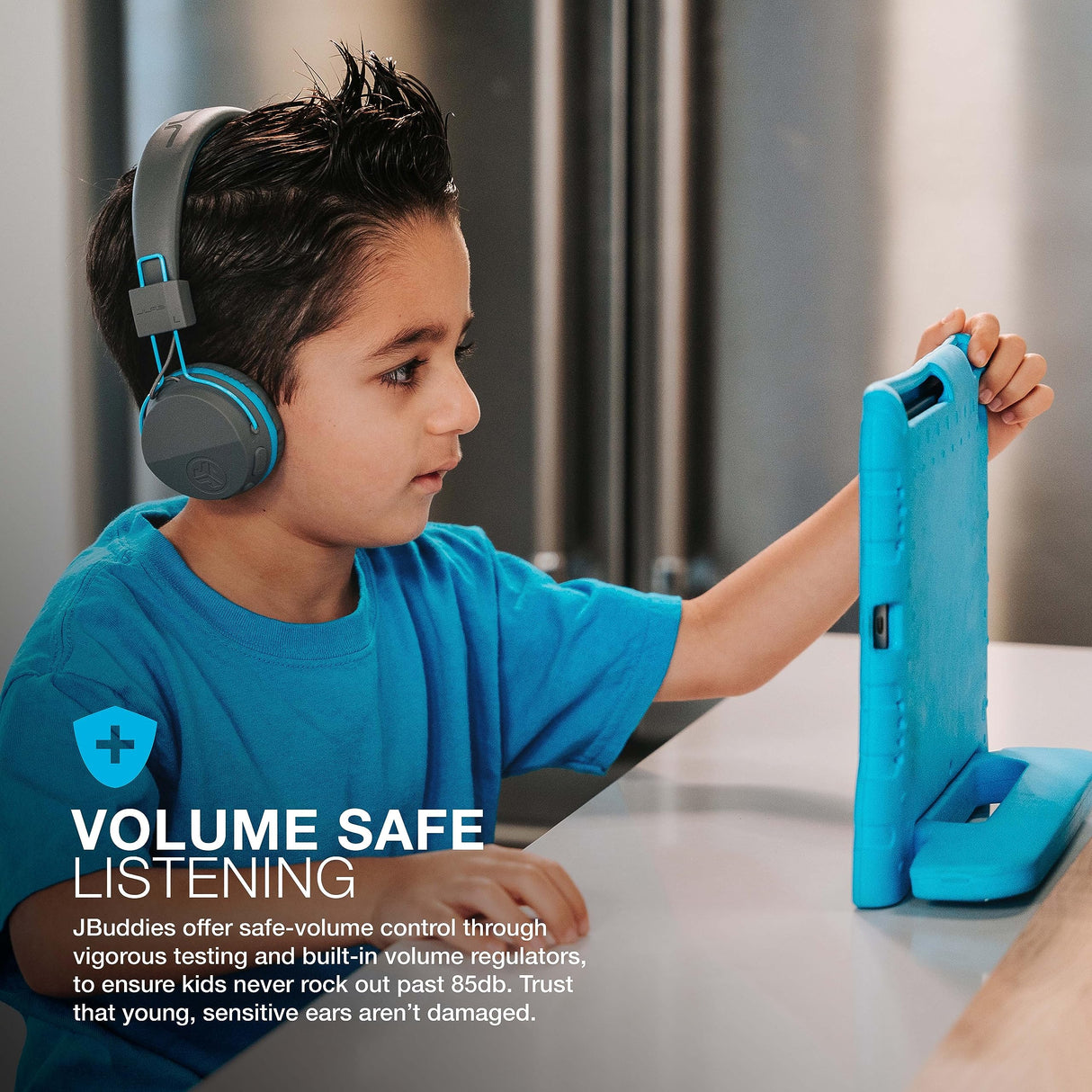 Jlab - Jbuddies Studio Wireless On Ear Kids Headphones - Blue And Gray