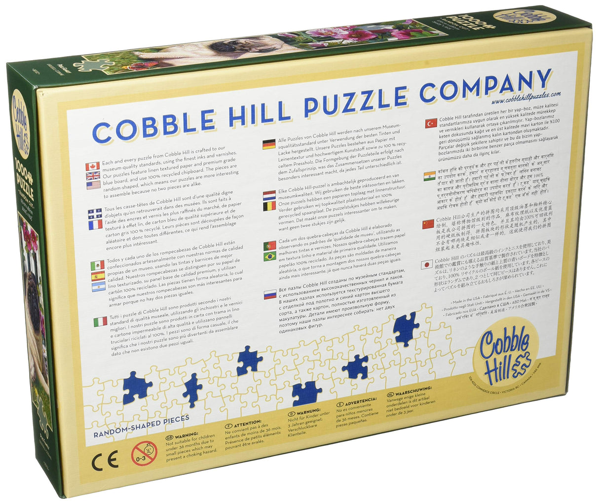 Cobble Hill 1000 Piece Puzzle - Pug Family - Sample Posters Included