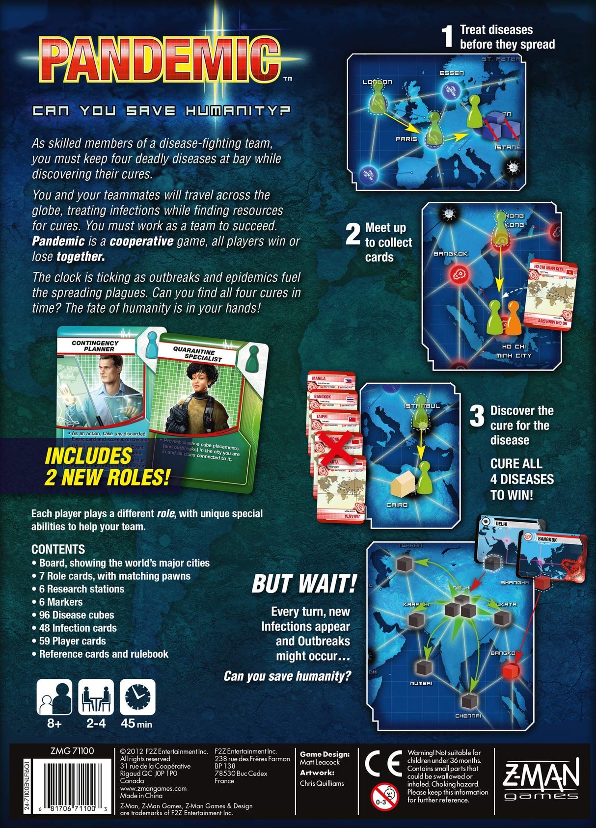 Pandemic Board Game (Base Game) - A Cooperative Battle to Save Humanity, Strategy Game for Kids and Adults, Ages 8+, 2-4 Players, 45 Minute Playtime, Made by Z-Man Games