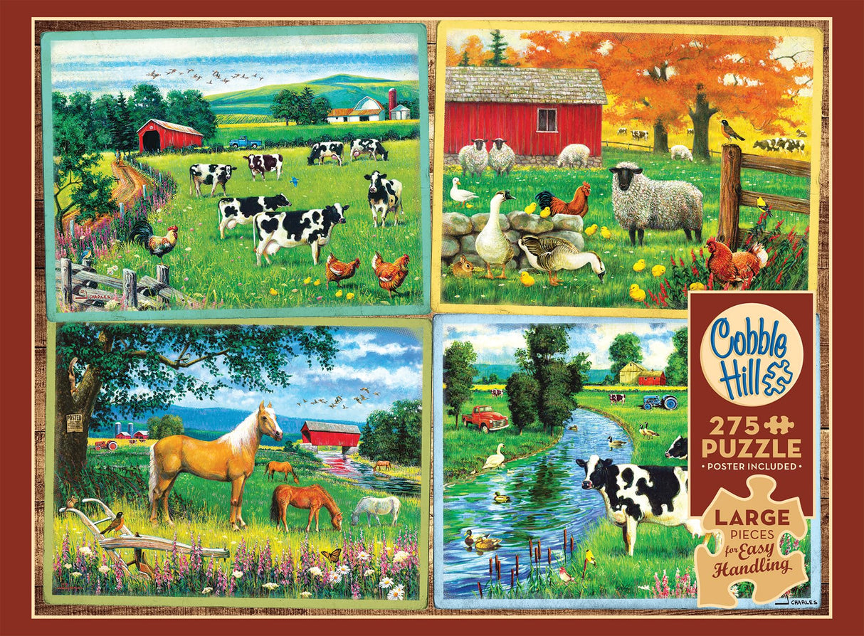 Cobble Hill 275 Piece Easy-Handling Puzzle - Country Friends - Sample Poster Included