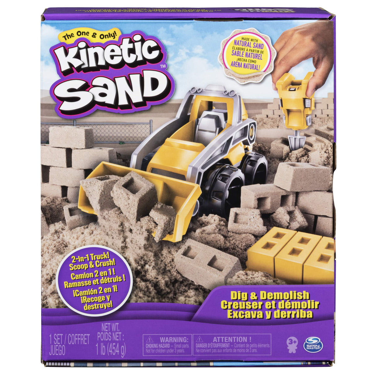 Kinetic Sand, Dig & Demolish Playset with 1lb Play Sand & Toy Truck, Sensory Toys, Stocking Stuffers & Christmas Gifts for Kids Ages 3+