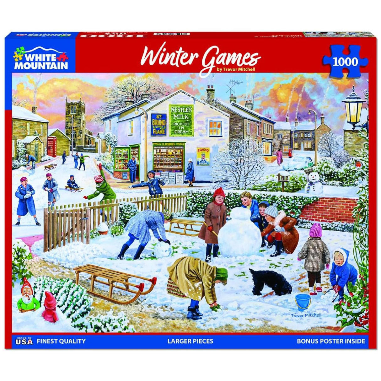 White Mountain Winter Games Christmas Puzzles 1000 Pieces Jigsaw Puzzle for Winter