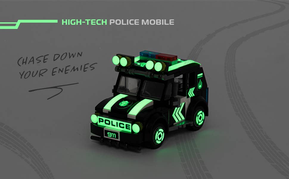 Police Robot Glow in The Dark 3-in-1 Toys (279 pc) Voltroid