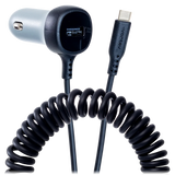 Ventev - 27W ULTRAFAST Car Charger and USB-C Connected Cable - Dark Gray