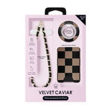 VELVET CAVIAR - 3pc Phone Accessory Gift Set - Mocha Vibe Checker