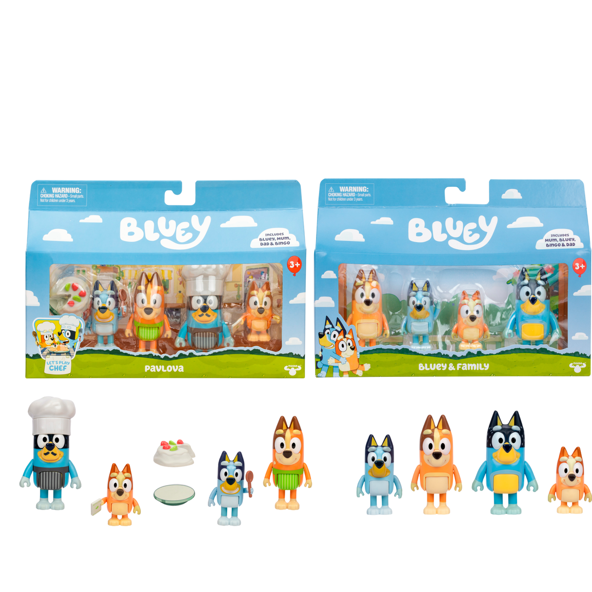 Toysmith - Moose Toys - Bluey Family 4-Pack Figure Set
