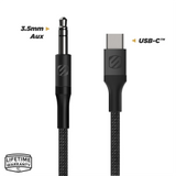 Scosche - Braided USB C to 3.5mm Aux Cable 4ft - Space Gray