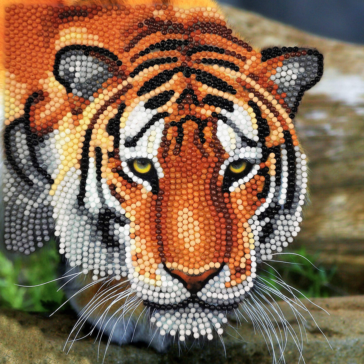 Crystal Art Diamond Painting Card Kit - Tiger- Create Your Own 7"x7" Card Kit - for Ages 8 and up