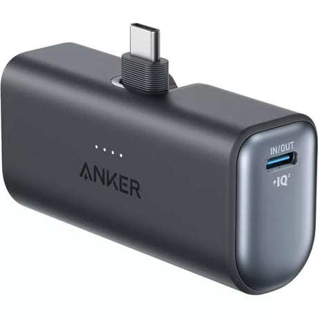 Anker - Nano Power Bank With Built-in Foldable Usb-c Connector - Black