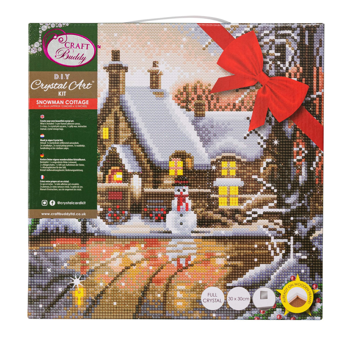 CRYSTAL ART Snowman Cottage 30x30cm Framed Kit