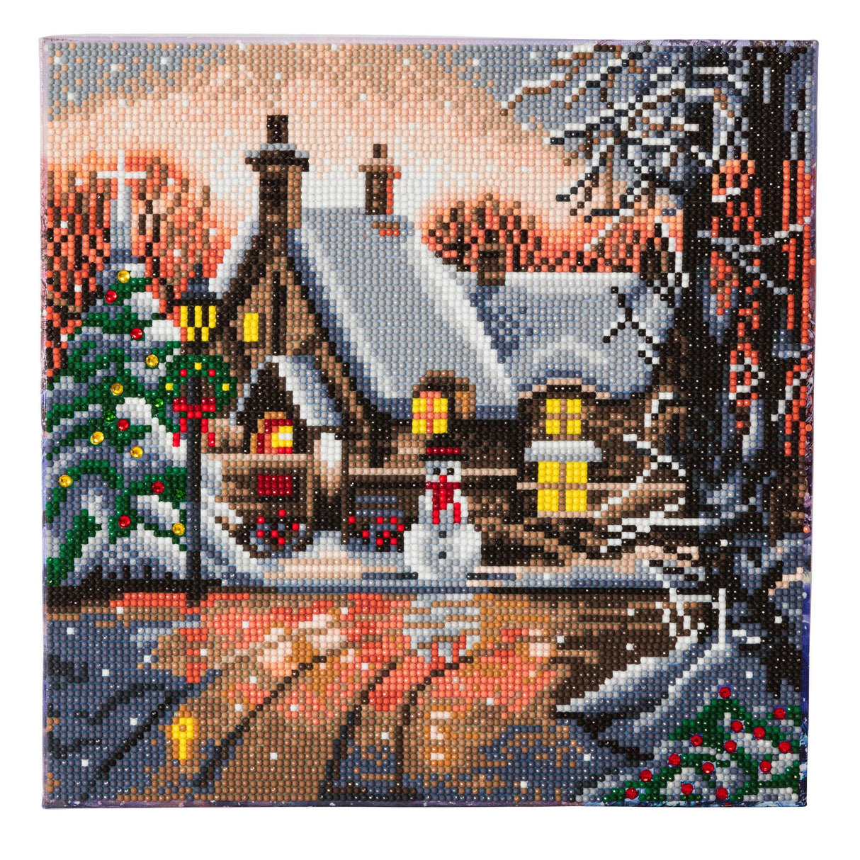 CRYSTAL ART Snowman Cottage 30x30cm Framed Kit