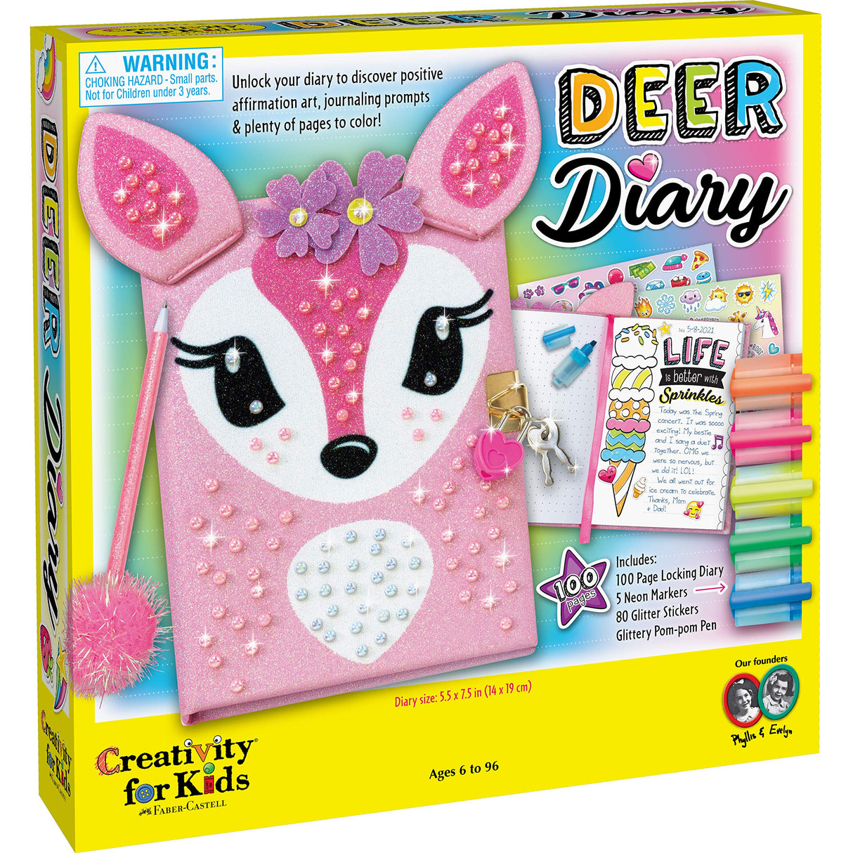 Creativity for Kids Deer Diary - Diary with Lock for Kids - 100 Page Writing Journal with Accessories