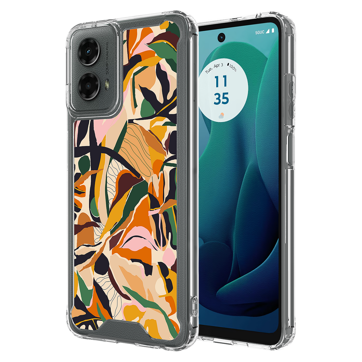 Ampd - Tpu / Acrylic Hd Print Case For Motorola Moto G 5g (2024) - Floral Orange Pattern