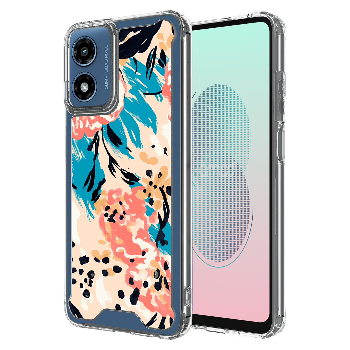 Ampd - Tpu / Acrylic Hd Print Case For Motorola Moto G Stylus 5g (2024) - Floral Blue Pattern