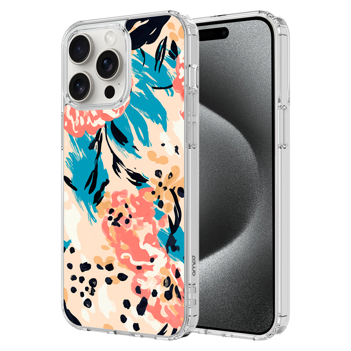 Ampd - Tpu/acrylic Hd Print Case For Apple Iphone 15 Pro Max - Floral Blue Pattern