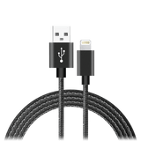 Ampd - Volt Plus Usb A To Apple Lightning Braided Cable 6ft - Black