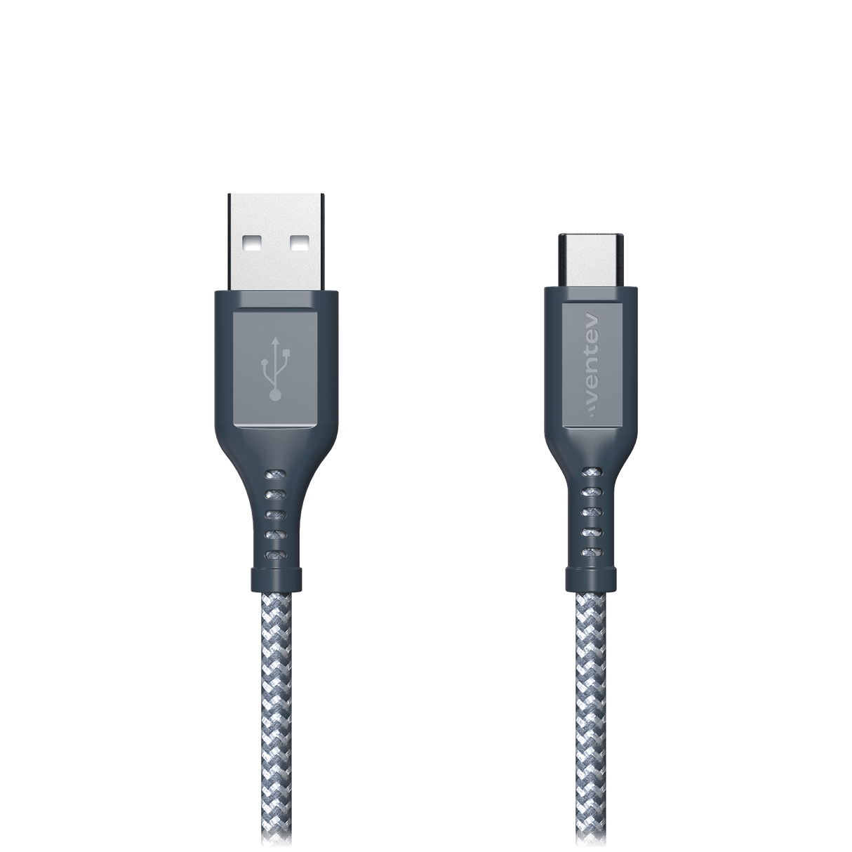 Ventev - High Speed Usb A To Usb C Braided Cable With 2x The Copper For Faster Charging 6ft - Gray