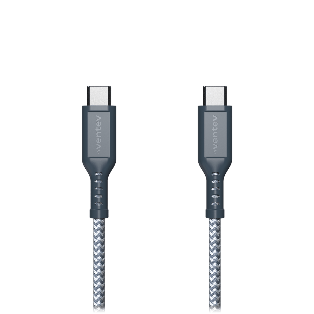 Ventev - High Speed Usb C To Usb C Braided Cable With 2x The Copper For Faster Charging 6ft - Gray