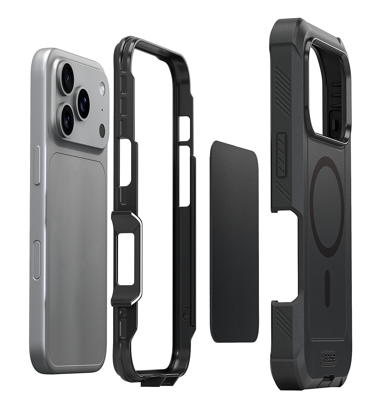 xBase iPhone 17 Pro - Boulder MagSafe Heavy-Duty Co-Molded Rugged Protective Case - Black - image 2