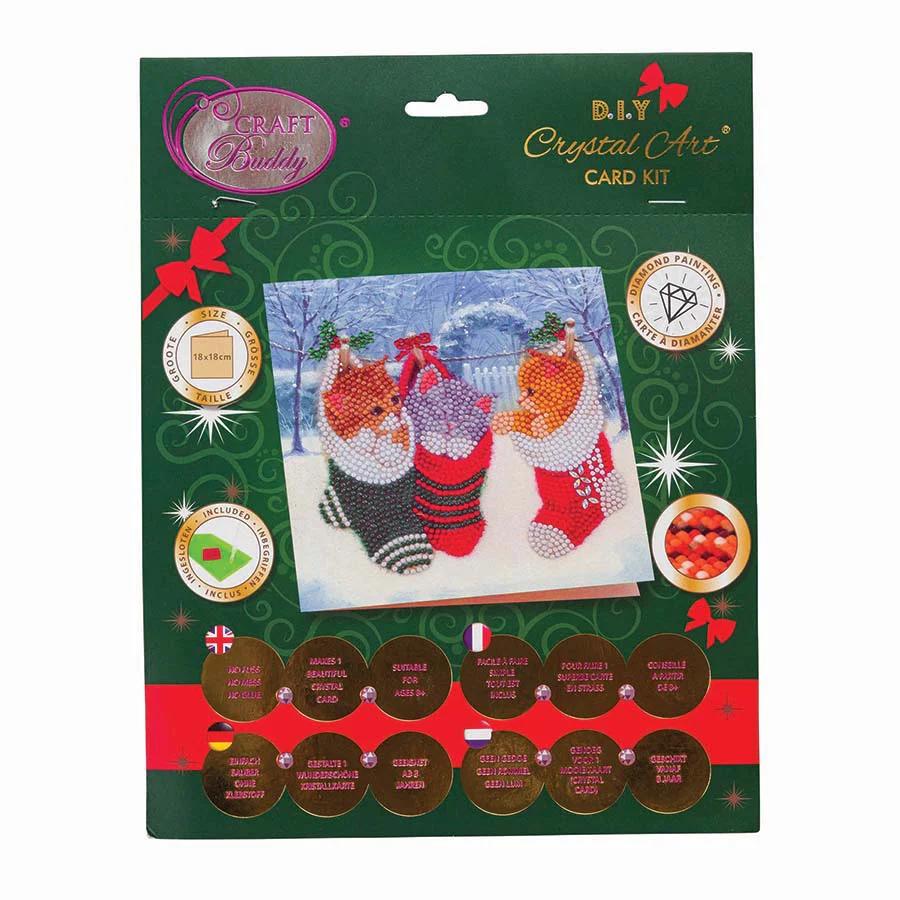 Crystal Art Card Kit - Christmas Kittens- Create Your Own 7"x7" Card Kit - for Ages 8 and up