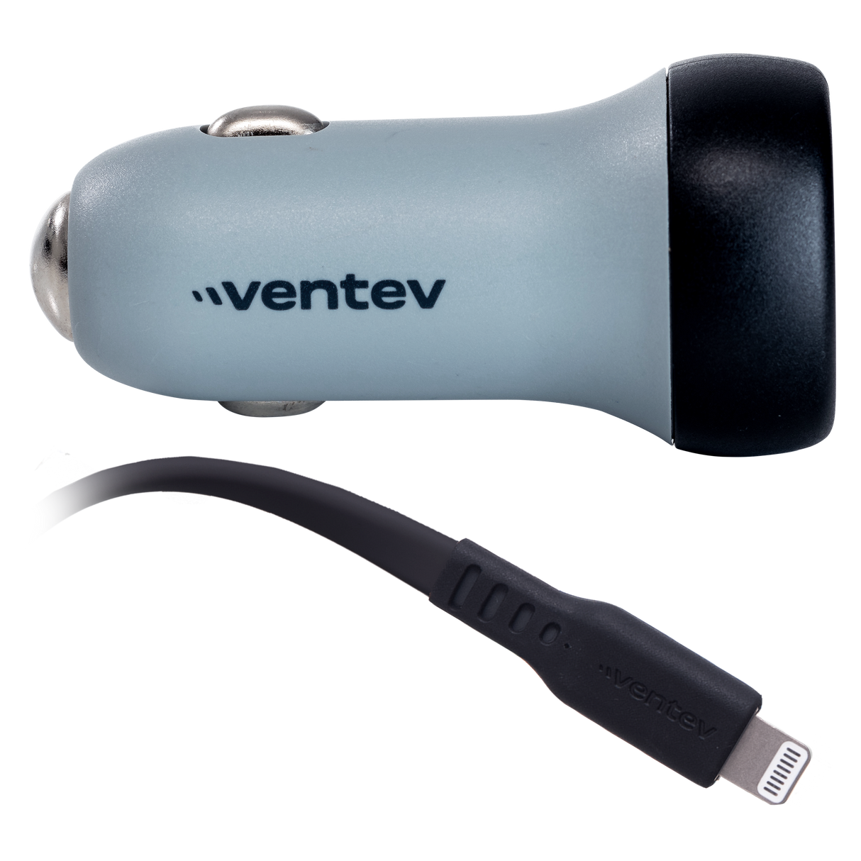 Ventev - 30w Ultrafast Usb C Universal Car Charger And Usb C To Apple Lightning Cable - Dark Gray