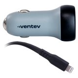 Ventev - 30w Ultrafast Usb C Universal Car Charger And Usb C To Apple Lightning Cable - Dark Gray