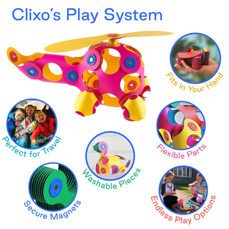 Clixo Crew 30 Piece Pack - The Flexible, Durable, Imagination-Boosting Magnetic Building Toy
