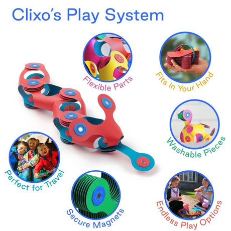 Clixo Itsy Pack Blue/Green - Magnetic Toy for Kids - Flexible, Durable, Imagination-Boosting Magnet Building Toy