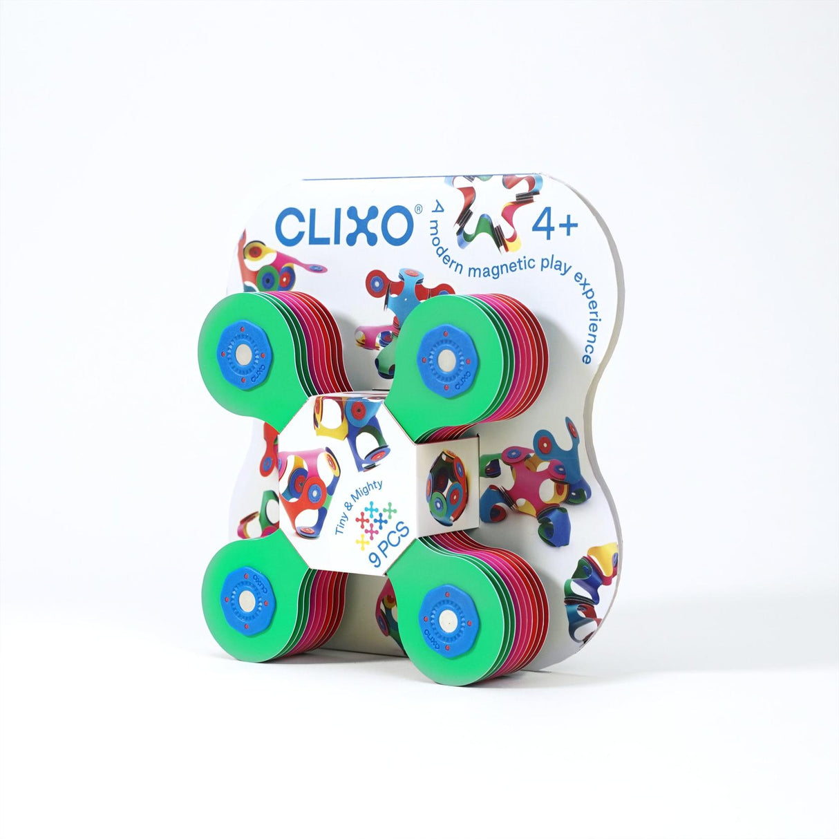 Clixo Tiny & Mighty Pack - 9 Pieces Over 100 Creations. Magnet Travel Toy, Flexible, Creative, Educational, Magnetic Building Toy Designed for Hours of STEM Play. Multisensory Magnetic Toy. Ages 4-99