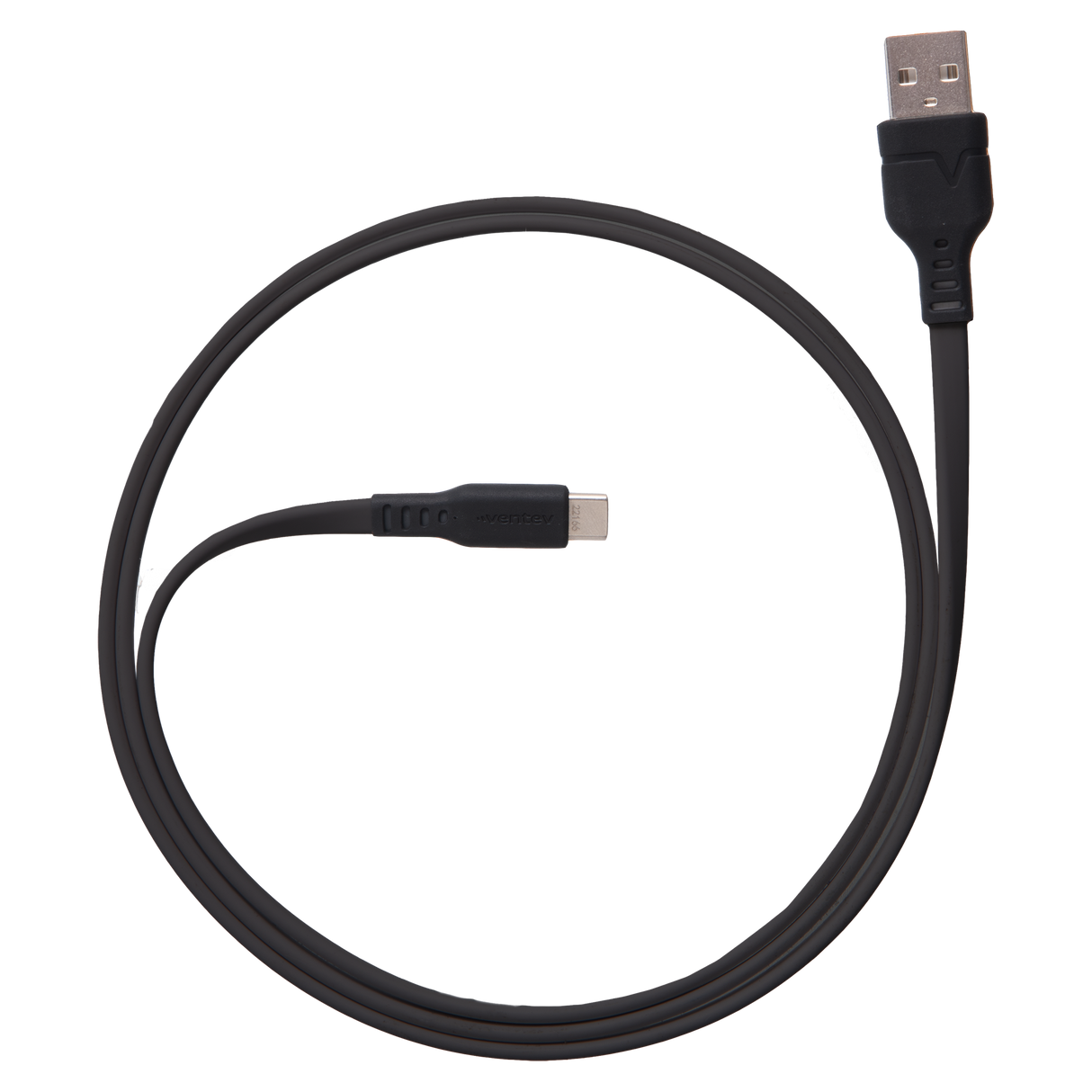 Ventev - Flat Usb A To Usb C High Speed Tangle-free Cable 3.3ft - Black