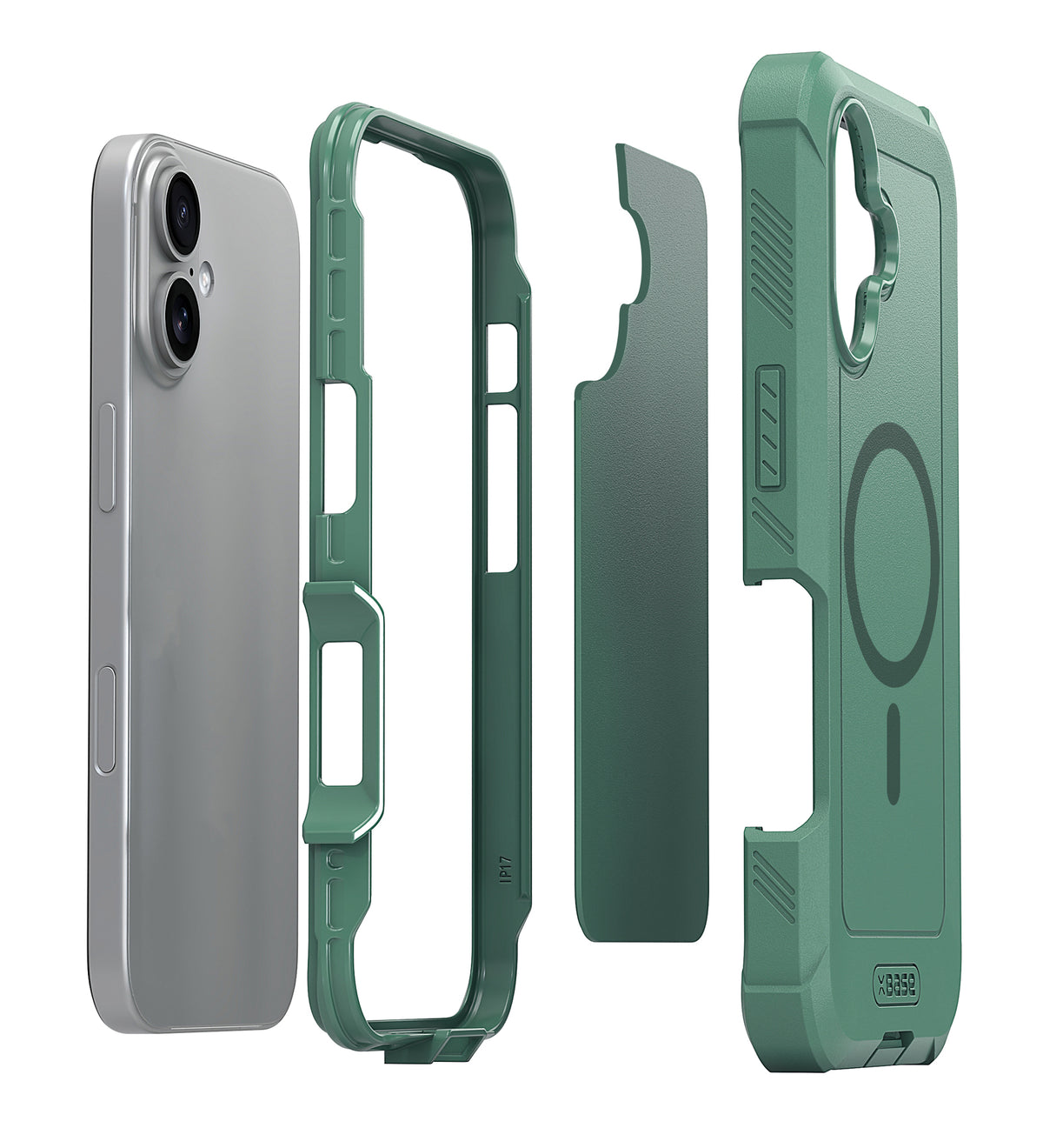 xBase iPhone 17 - Boulder MagSafe Heavy-Duty Co-Molded Rugged Protective Case - Green - image 2