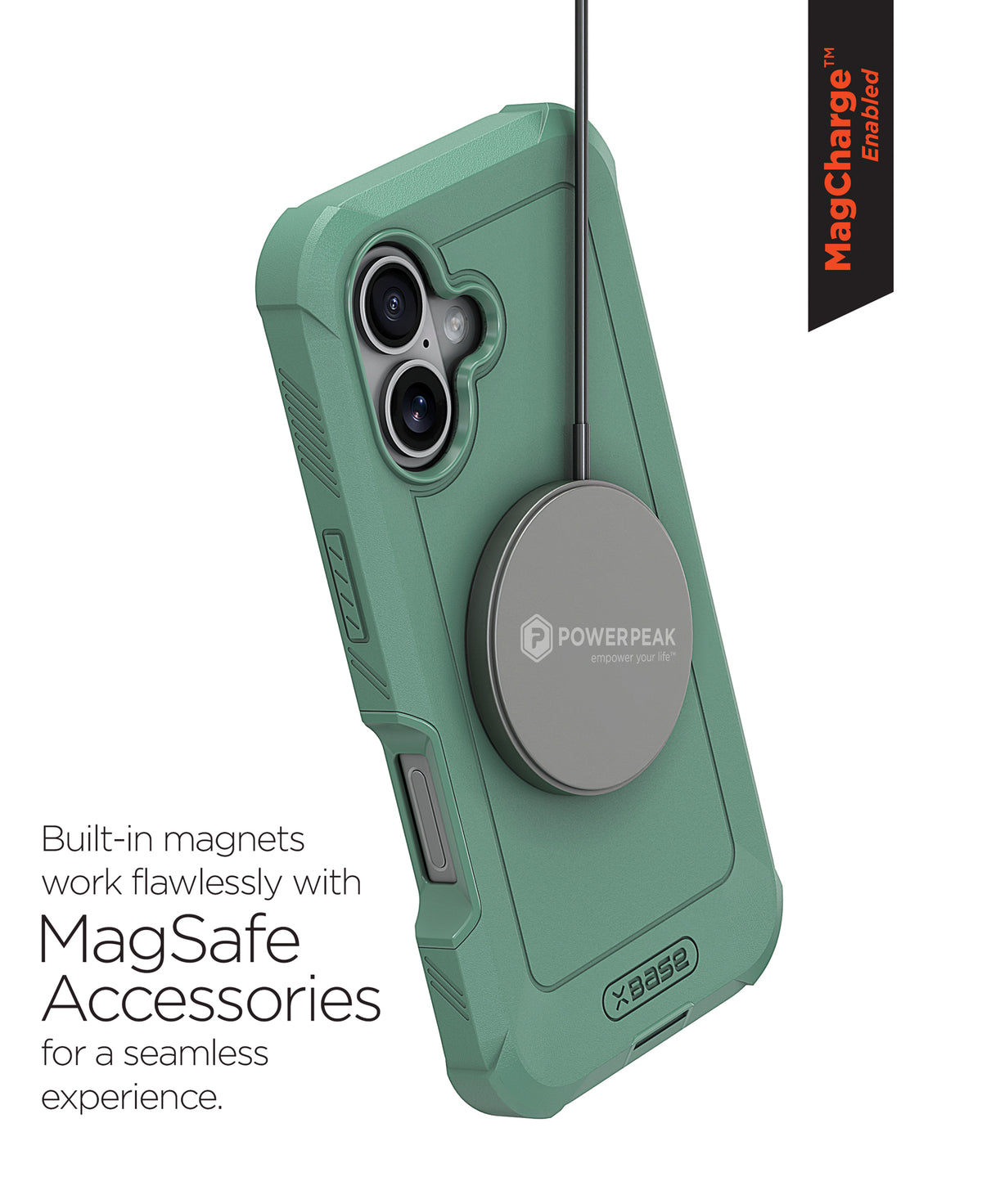 xBase iPhone 17 - Boulder MagSafe Heavy-Duty Co-Molded Rugged Protective Case - Green - image 3