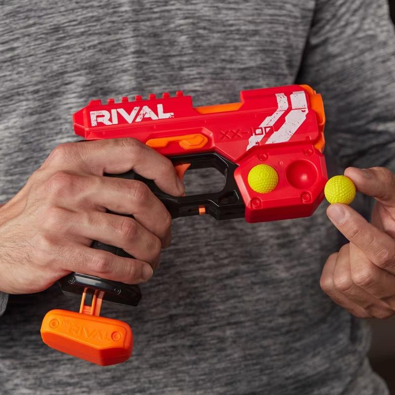 Nerf Rival Knockout XX-100 Blaster - Round Storage, 90 FPS Velocity, Breech Load - Includes 2 Official Rival Rounds - Team Red