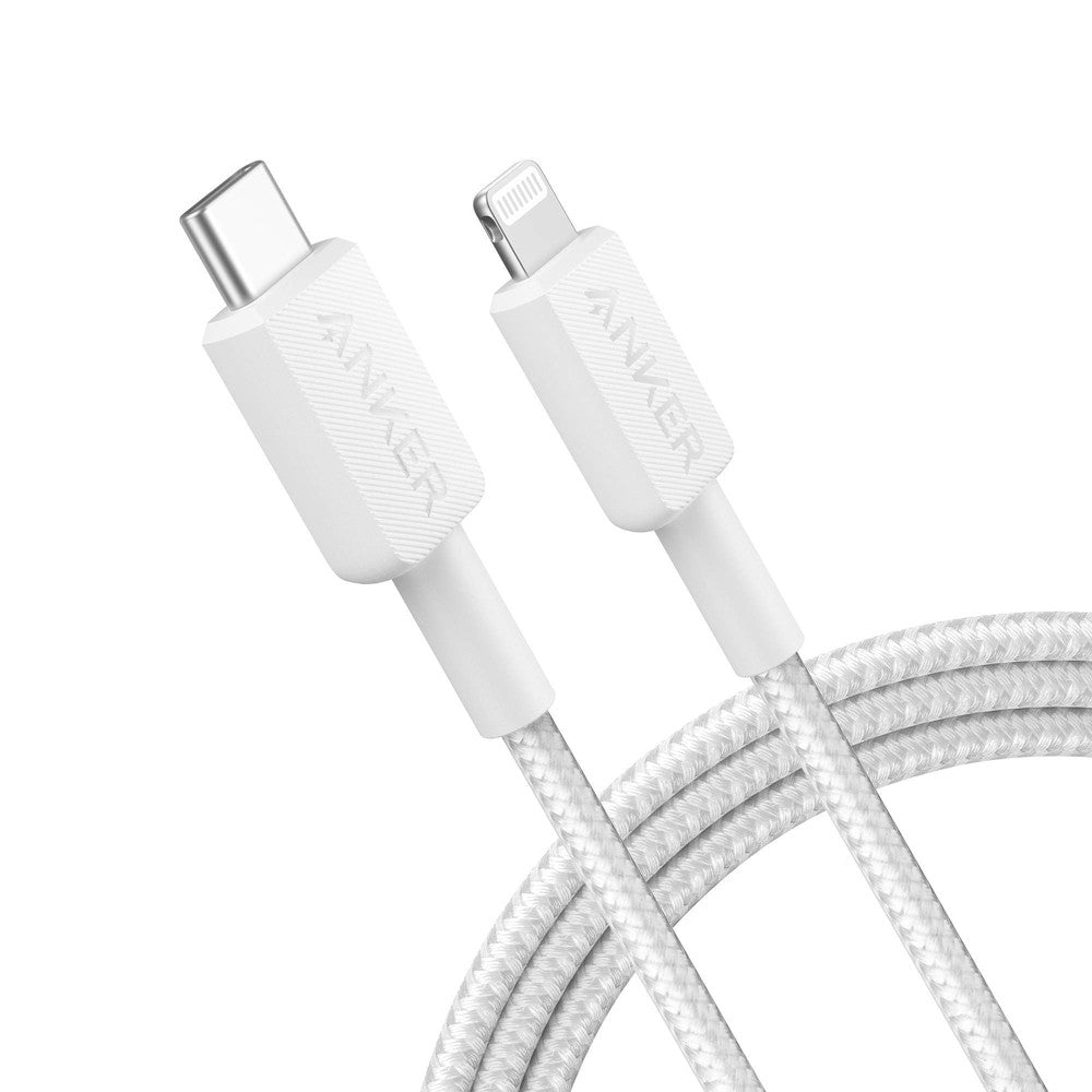 Anker - Braided Usb C To Apple Lightning Cable 6ft - White