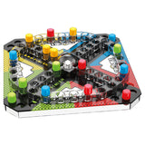 Trouble Grab and Go contents: game board with Pop-O-Matic die roller and colored pegs