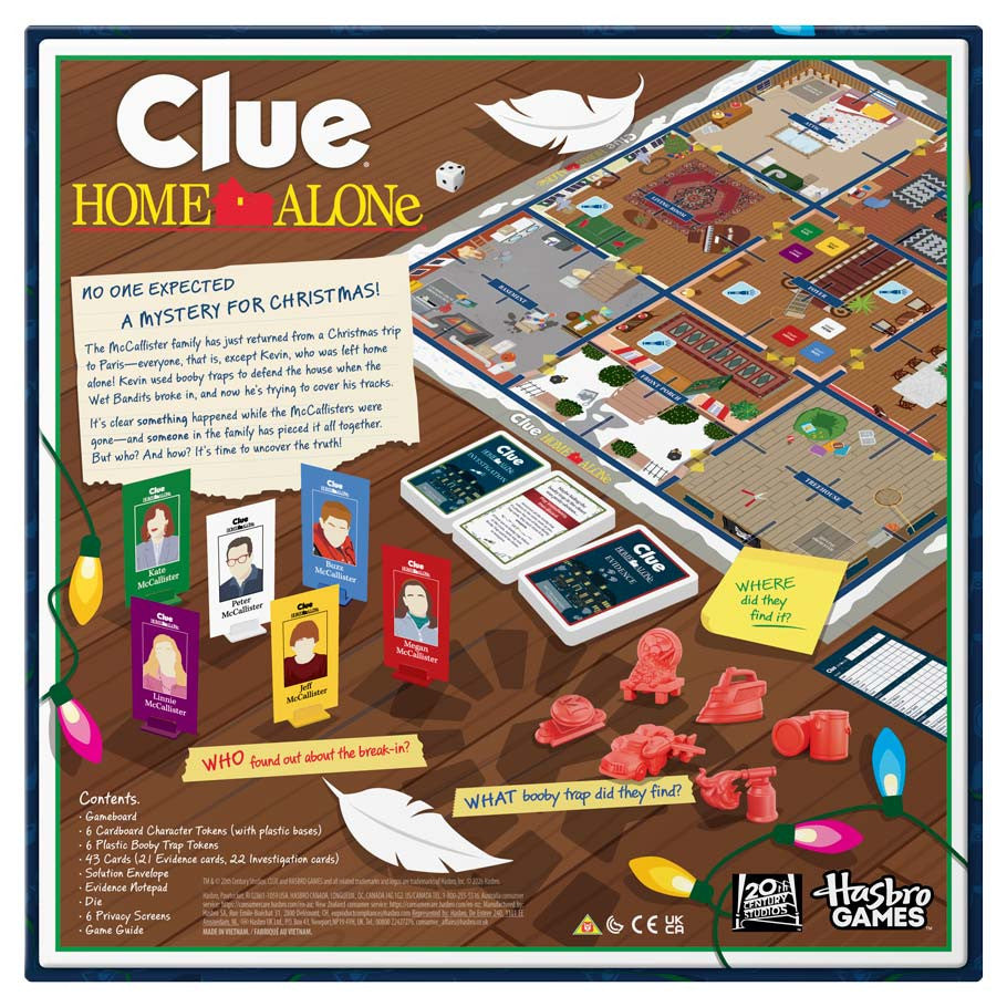 Clue: Home Alone edition board game, back of box