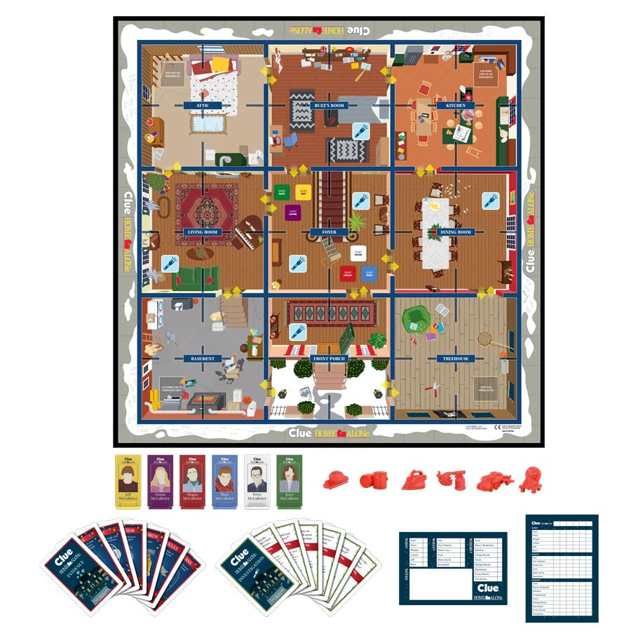 Clue: Home Alone contents: game board, cards and playing pieces