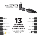 POWERPEAK UNIVERSAL LAPTOP CHARGER 90W- 16 CONNECTORS INCLUDED