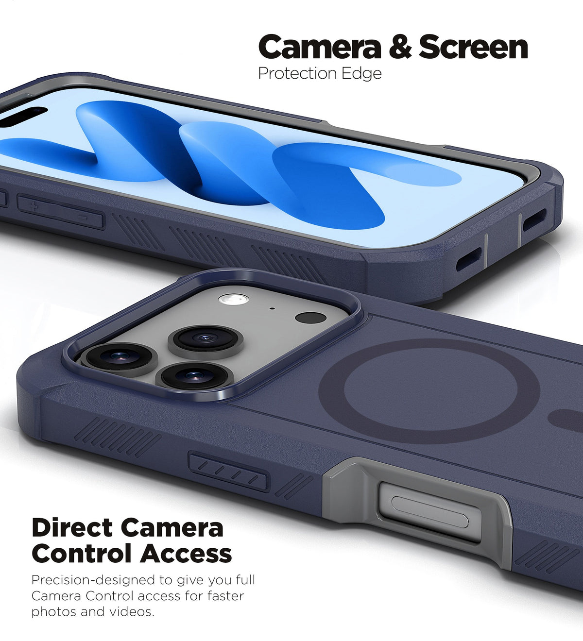 xBase Boulder MagSafe Rugged Case for iPhone 18 Pro / 17 Pro - Blue - MagSafe charging