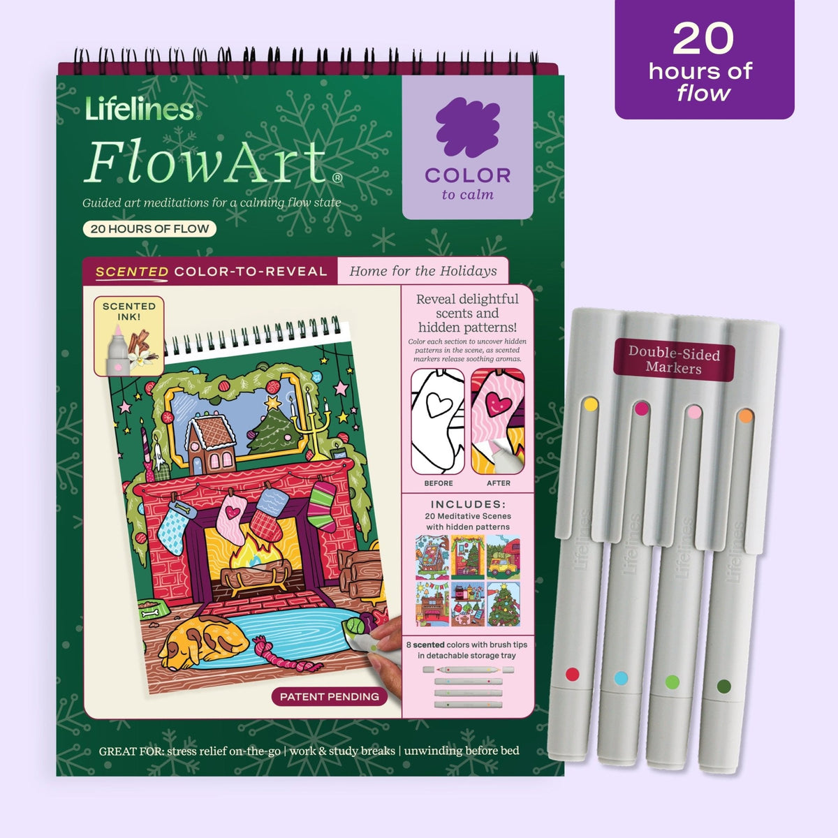 Lifelines FlowArt Scented Color-to-Reveal Home for the Holidays art pad - cover
