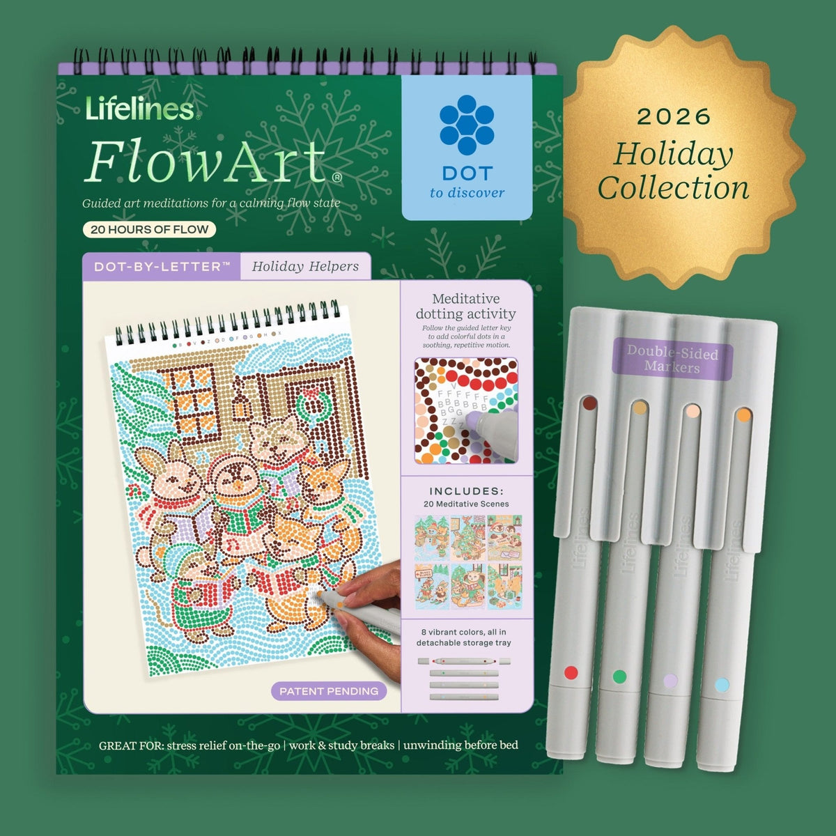 FlowArt Dot-by-Letter Holiday Helpers activity pad by Lifelines, 2026 Holiday Collection - image 1