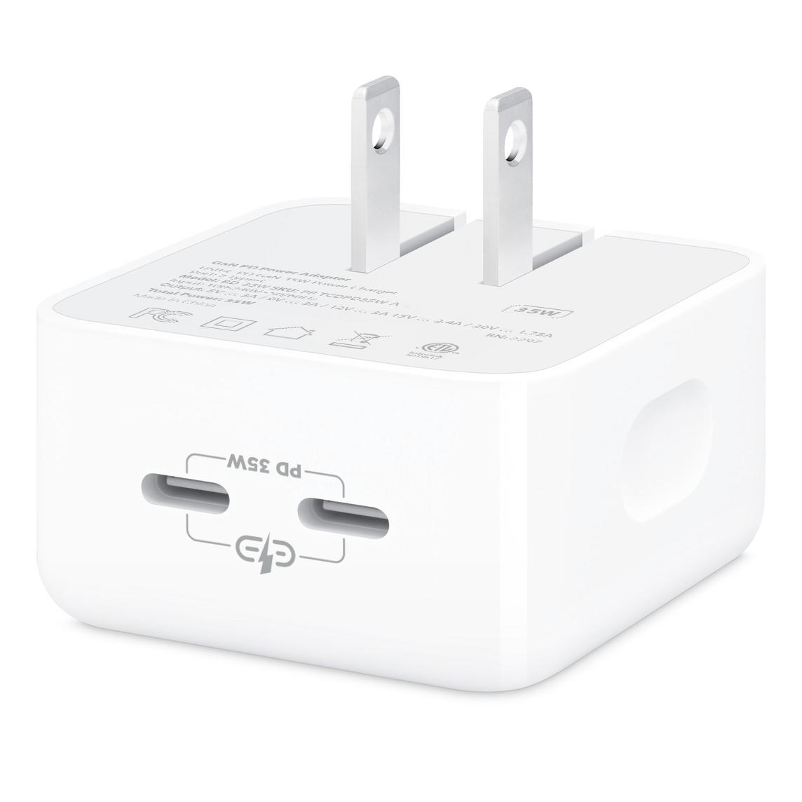 POWERPEAK 35W DUAL USB-C PD WALL POWER ADAPTER - WHITE