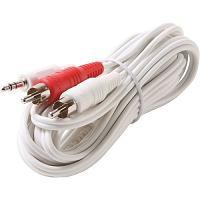 6IN 3.5MM STEREO PLUG TO 2-RCA PLUG Y AUDIO PATCH CORD WHITE