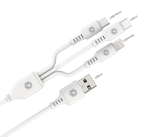 PowerPeak ECONOMY 3 in 1 Cable 3 ft USB-A to Micro, Lightning, and USB-C - White - image 5